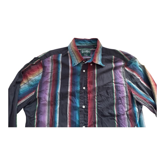 Gorman Bros Vintage Multicolor Striped Retro Made in USA Size L Button Down - Picture 4 of 8